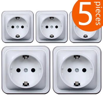 

5Pieces European standard mini power outlet IP44 level waterproof and bright wall socket 16A 250V MOA811