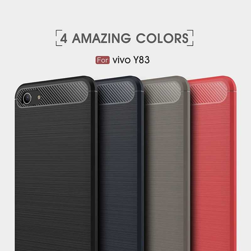 

1Pcs Luxury Mobile Phone Cases for Vivo Y83 Silicone Drop Protection Gel carbon fiber Soft Shell