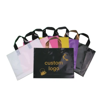 

200pcs 38*30+8cm Pe Recycled Tote Carry custom Logo packing Handle Plastic Shopping Bag