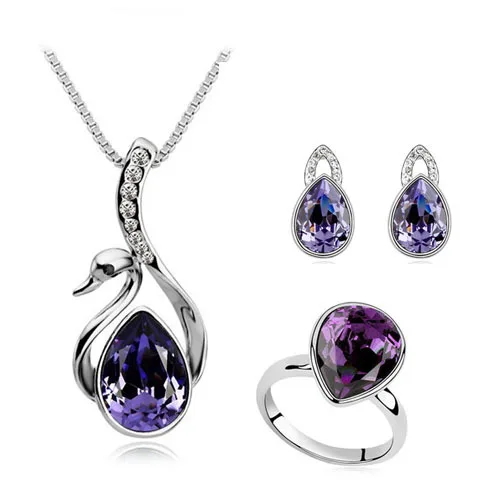 Новинка торговля Австралийское Кристальное животное, подвеска, ожерелье серьги-гвоздики и кольцо Ювелирные наборы Посеребренная Мода для женщин