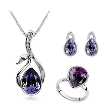 Новинка торговля Австралийское Кристальное животное, подвеска, ожерелье серьги-гвоздики и кольцо Ювелирные наборы Посеребренная Мода для женщин