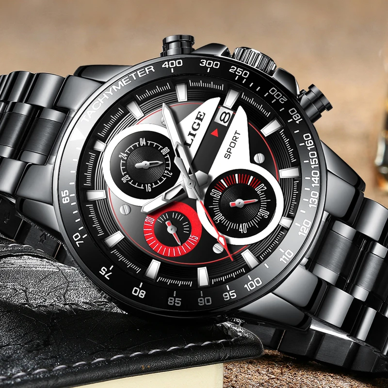 LEGE Fashion Chronograph Sport Mens Watch Top Brand Luxury Quartz Watch Reloj Hombre 2018 Male Hour Clock Relogio Masculino 