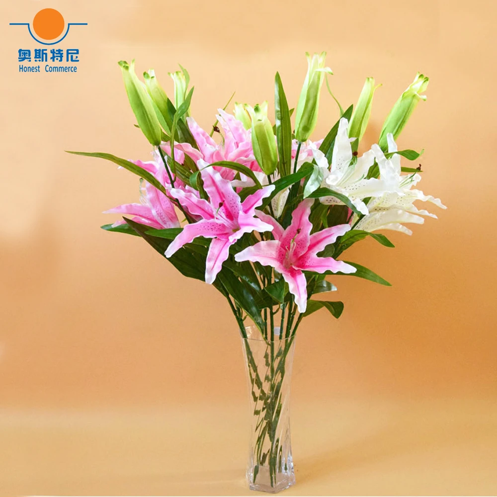 4pcs Artificial Flower Bouquets Lily Flower Bouquets Flower Bunches 1pcs Have Two Flowers And One Buds Flower Bunch Bouquet Flowerslily Flower Bouquet Aliexpress