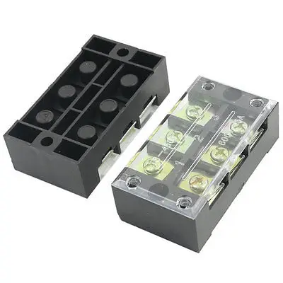 

2Pcs 600V 45A Dual 3 Position Barrier Screw Terminal Block Wire Strip
