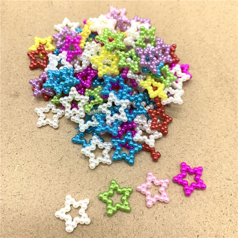 

100pcs/lot 10mm Acrylic Beads Star Shape Beads Imitation Pearls Flatback For Art Scrapbooking DIY Scrapbook Decoration