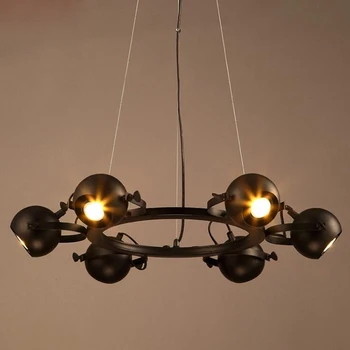 

Creative personality dining room chandelier retro industrial style wrought iron chandelier Europe and the United States hall LED