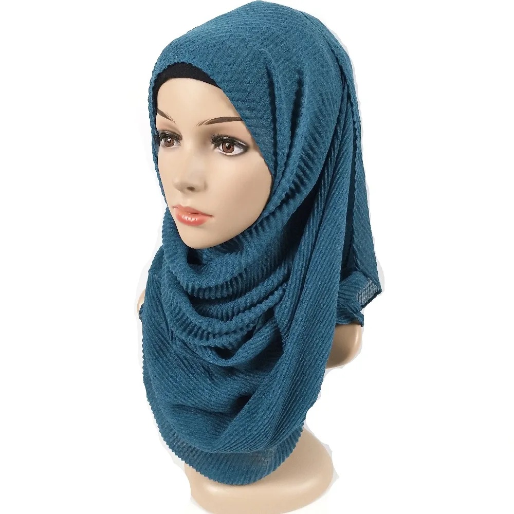 20 шт популярный женский рябь шарф со складками шаль обёрточная морщинка простой мусульманский головной убор вискоза осенний шарф