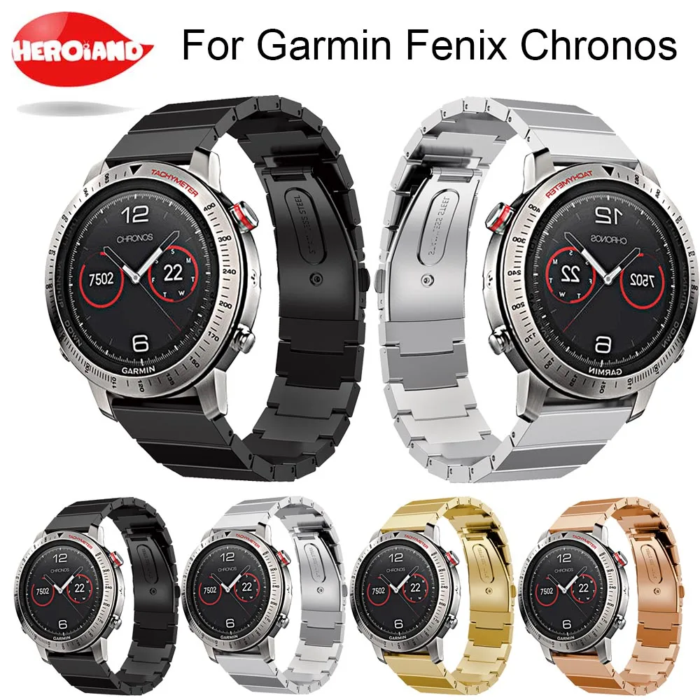 Качество для Garmin Fenix Chronos одноцветное Нержавеющая сталь ремешок из Металла