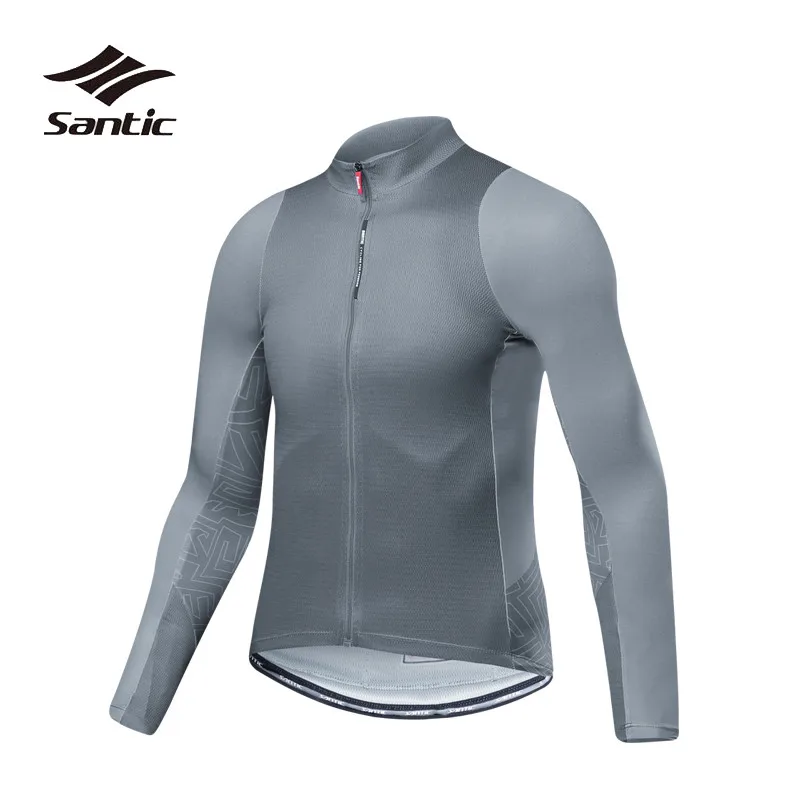 Мужская футболка Santic с длинным рукавом для велоспорта, весна-лето, профессиональная команда для шоссейного горного велосипеда, одежда для гонок, велосипедная рубашка - Цвет: Серый