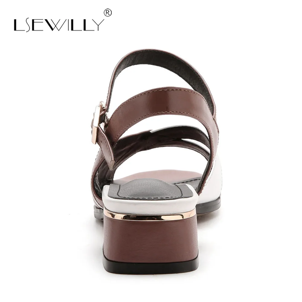 Lsewilly/Новое поступление; женская повседневная обувь на квадратном каблуке; Летняя обувь; модные однотонные женские босоножки из натуральной кожи; S153