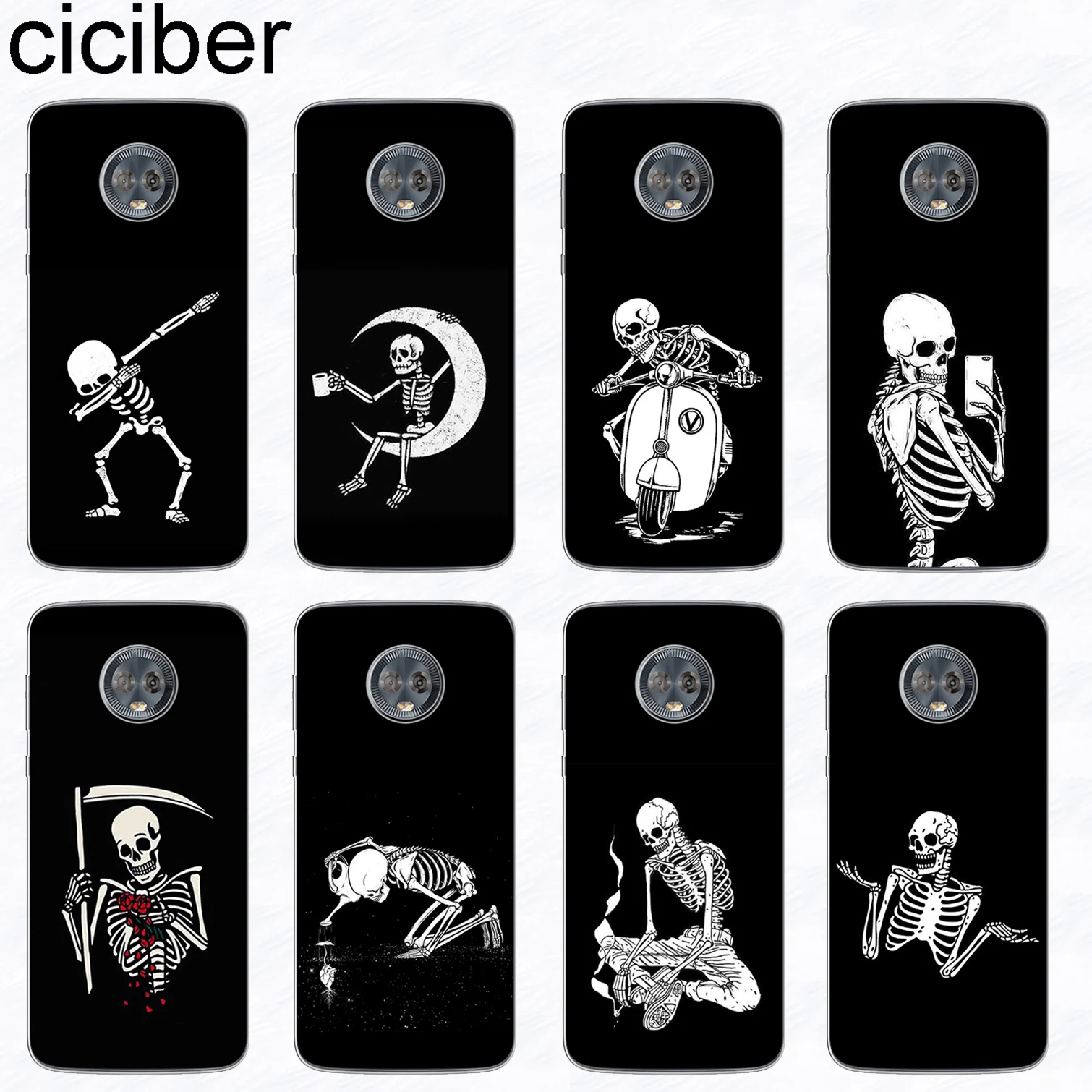 

ciciber Character Skull Phone Case Cover for Motorola Moto G6 G5 G5S E5 E4 C Z2 Z3 G4 Plus Play M X4 ONE P30 Power Note Soft TPU