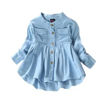 

Girls Blouse Childrens Denim 2018 Girl Jean Blouses and Shirts Clothing Autumn Fashion Baby Girls Girls Demin Shirts