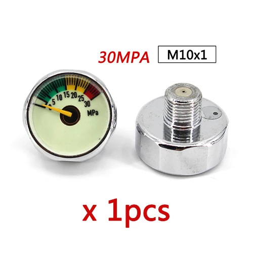 PCP Пейнтбол Airforce насосный клапан с фокусным расстоянием 25 мм M8x1 M10x1 1/8NPT 1/8BSPP 1 дюйм Мини Давление датчик Подводное манометр 20mpa 30mpa 40mpa - Цвет: M10c30mpa x 1pcs