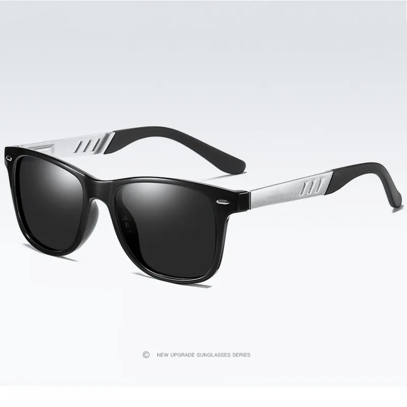 Дизайнерские алюминиевые TR90 Классические поляризованные солнцезащитные очки для мужчин и женщин, солнцезащитные очки с квадратной оправой для вождения, мужские очки, UV400 лучи, Gafas De Sol - Цвет линз: black silver grey