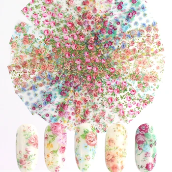 

1pcs 4*100cm Rose Folwers Holographic Foil Nails Sticker Sliders Transfer Decals DIY Tape Manicure Nail Art Tips