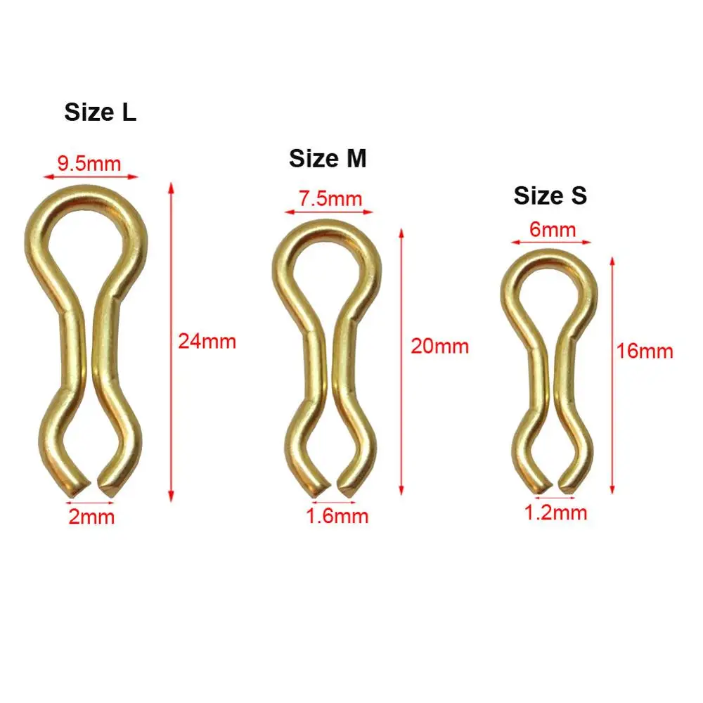 INFOF 500/1000-штук Вертлюг рыболовного грузила S/M/L латунная проволока Вертлюги для ловли карпа зажим защелки рыболовный коннетор