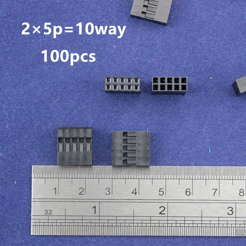 

100pcs 2.54mm Pitch 2*5Pin Dupont Housing Plastic Shell Terminal 10way Jumper Wire Housing Connector