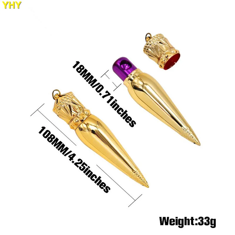 Fashion Gold Smoke Pipes with Rope Metal Dry Tabacco Vaporizer Cute Hand Pipes Oil Burner Easy to Take Gift Present  04