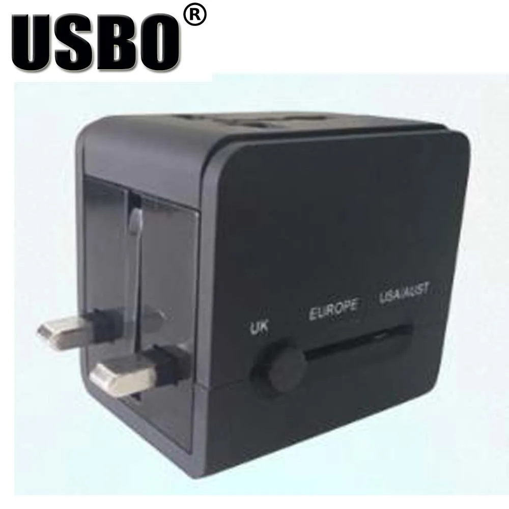 Черный белый Глобальный Универсальный адаптер с двумя USB разъемами 5 в 2 1 А
