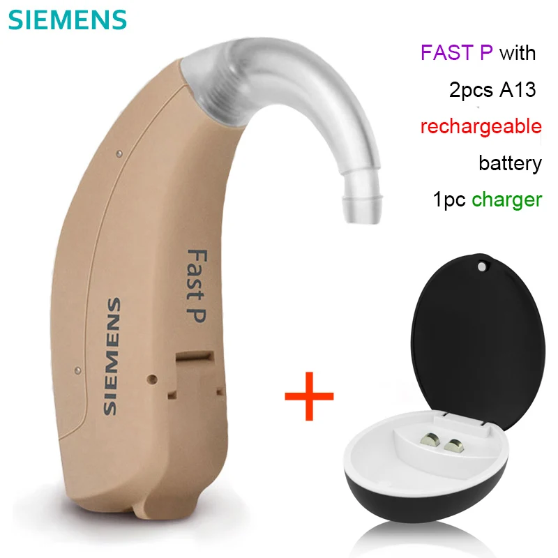 Хит! Германия Siemens слуховой аппарат быстрая P обновленная версия забота о ушных ушах слуховой аппарат с перезаряжаемой батареей A13 и зарядным устройством - Цвет: FAST-P w charger