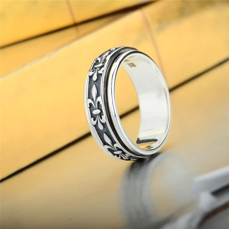 Новинка, Anel, 925 пробы, серебряные кольца, Спиннер, кольца, модные ювелирные изделия, серебряное энтернити, кольцо для мужчин или женщин, ширина 8 мм, GNJ8885
