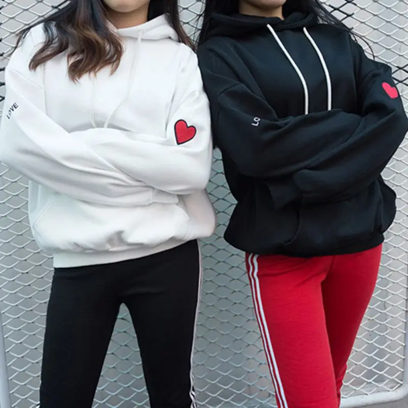 

Women Hoodies Heart Embroidery Winter Tops Long Sleeve Sweatshirt Fleece Pullover Oversized Cropped Hoodie Womens Clothing NN2