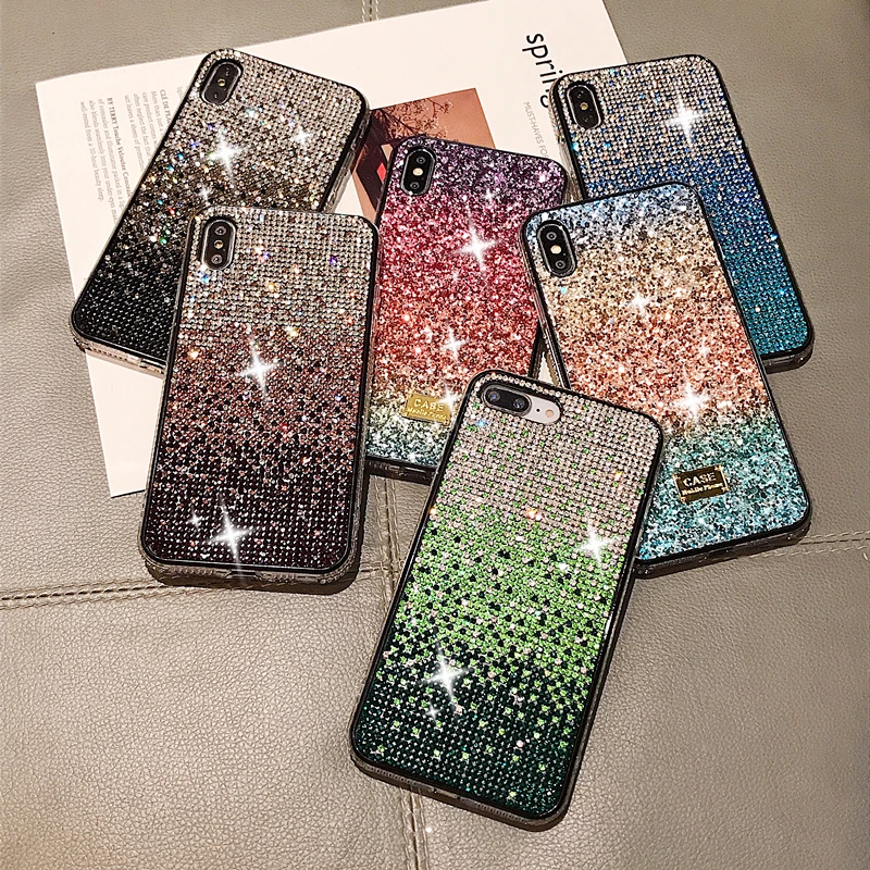 

Luxury Bling Glitter Diamond Phone Case for iphone X XS MAX XR 7 8 6 6s Plus Soft TPU Silicone Cover Rhinestone Sexy Girl Cases