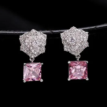 

Red Trees High Quality 925 Silver Needle Camellia Flower Earrings Fashion Beautiful Pink Stone Earrings For Woman New Year Gift