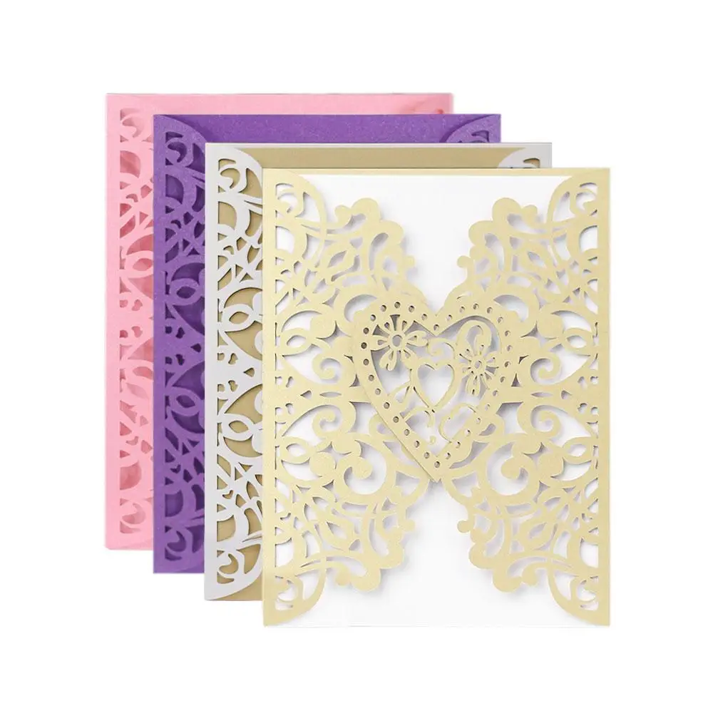  10 PCS European Style Hollow-out Wedding Invitations Creative Congratulations Card Birthday Party C - 32918341892