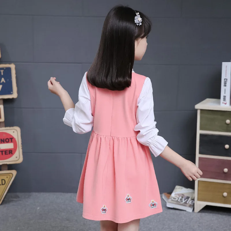 Girls'Long Sleeve Dresses 2009 New Princess Girls' Spring Dresses Children's Crown Korean Edition Children's Skirts