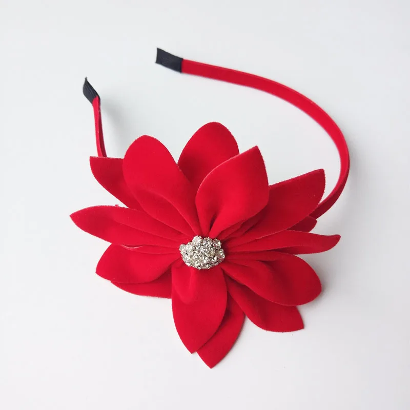 MeryYuer Fashion Big Red Petal Hair Band Kids Girls Hairband Children Rhinestone Headbands New Year Party Headwear Chiristmas | Детская