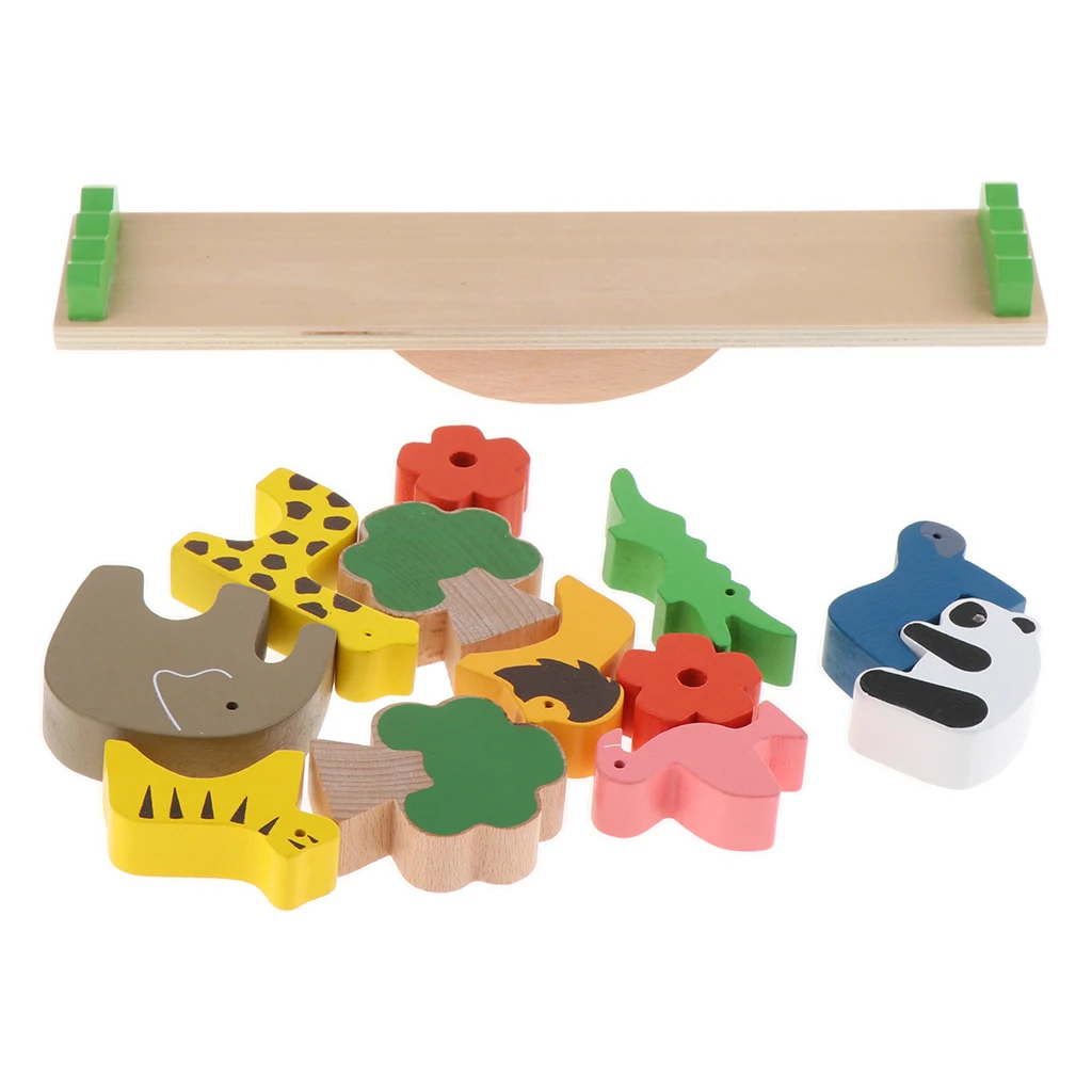 Wooden Animals Balancing Balance Blocks Stacking Building Game Education Toys for Kids Adults Children Baby