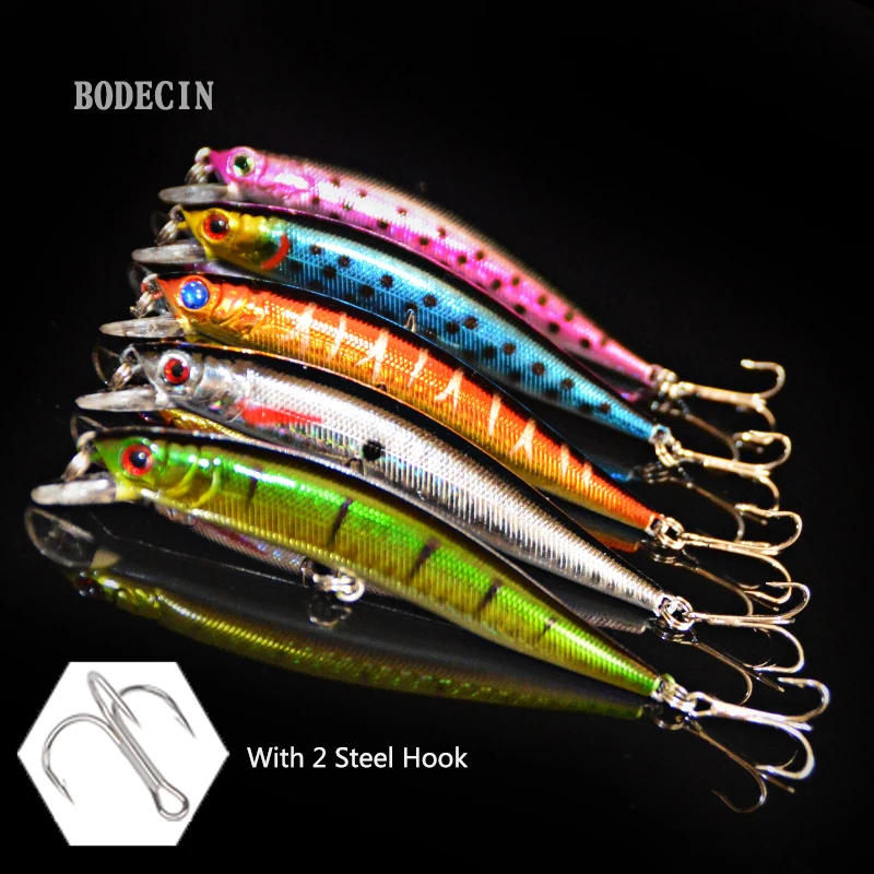 5PC Minnow Wobblers Lure 3D Eyes Hard Plastic Lures Crankbait Wobbler Artificial Bait 10CM8.6G Good Fishing Tackle Sea Bass Set (6)