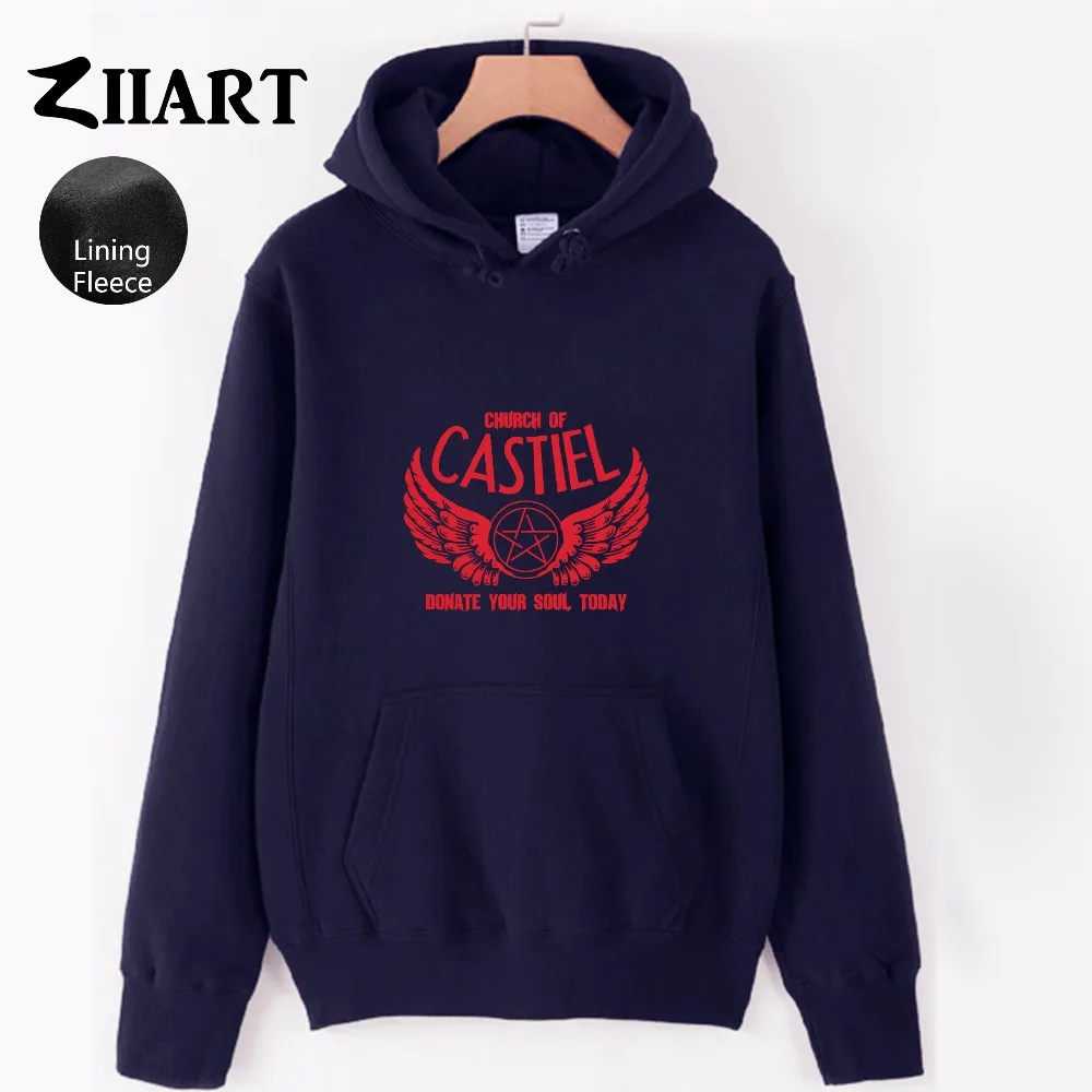 

Supernatural Church Of Castiel Wing Donate Your Soul Today Couple Clothes Autumn Winter Fleece Man Boys Hoodies ZIIART