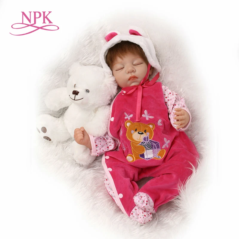 NPK 22 дюймов Силиконовые Винил Настоящее мягкое прикосновение reborn baby lifelike bebe кукла