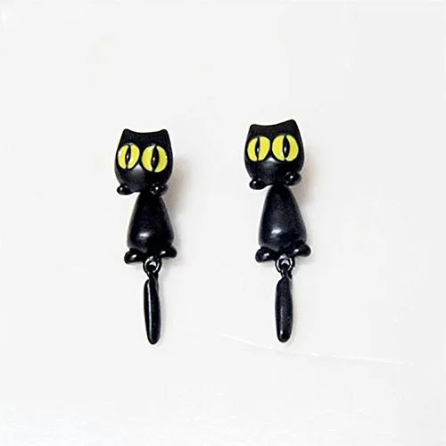 BigNoseDeer S925 argento sterling Orecchini Carino Piccolo scava fuori Gatto e Pesce moda gioielli Orecchini asimmetrici per le donne ragazze Regalo7