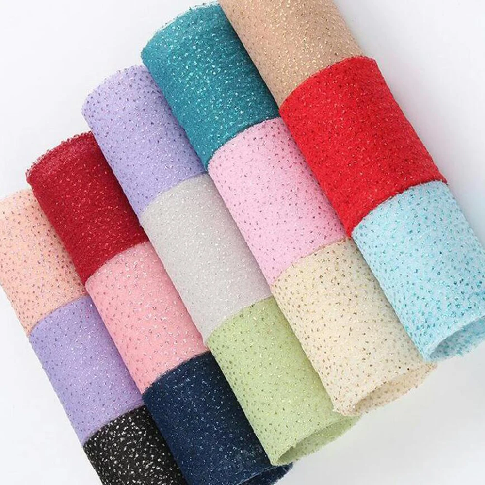 

New 50 75mm polyester gauze ribbon 5y/10y powder sequins colorful DIY handmade materials wedding bouquet decoration belt
