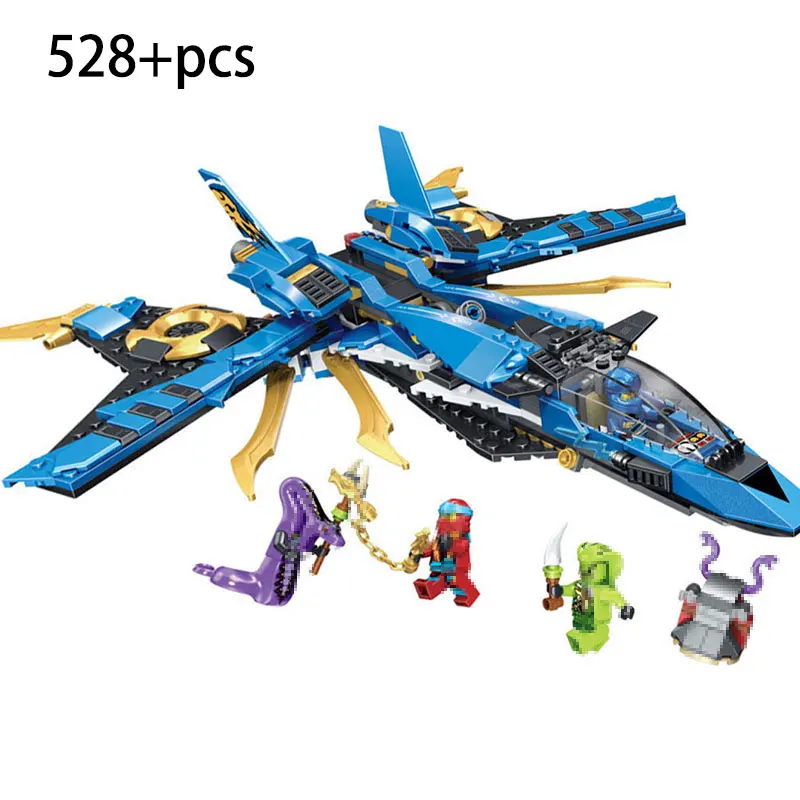 

528Pcs Compatible LegoINGlys Ninjagoed Warplane Knight Figures Toys Ninja Storm Fighter Model Building Blocks For Friend Kids