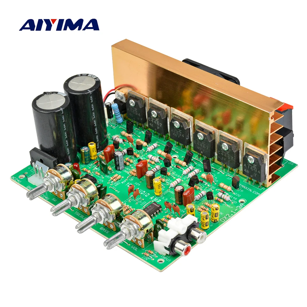 baratas Aiyima Placa De Amplificador de Áudio 2.1 Canais de 200 W de Alta Potência Placa Amplificador Subwoofer Dual AC18 24V