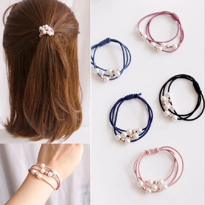 

2018 Hair Accessories Pearl Elastic Rubber Bands Ring Headwear Girl Elastic Hair Band Ponytail Holder Scrunchy Rope Hair Jewelry