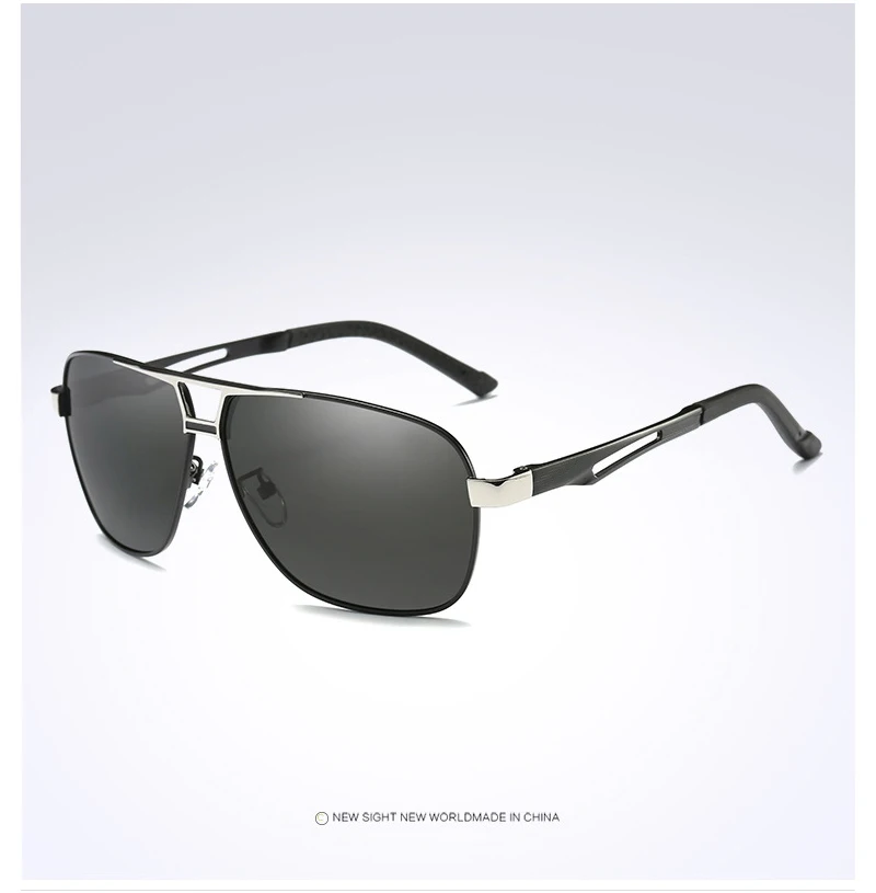 Дизайнерские HD поляризованные солнцезащитные очки, мужские очки пилота для вождения, модные солнцезащитные очки с двойным мостом UV400 - Цвет линз: Silver