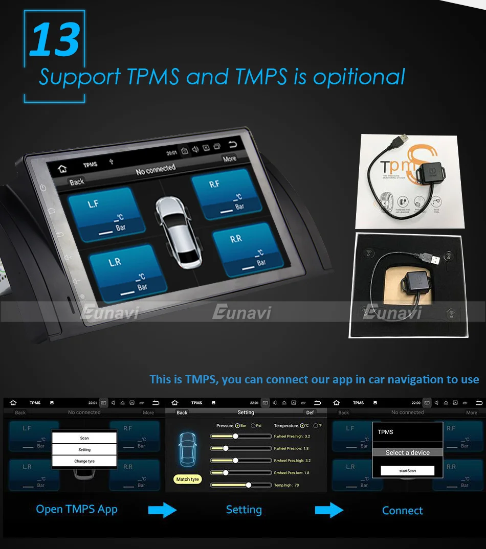 Cheap Eunavi Quad Core 9 inch Android 9.0 PC 1 Din Car Radio GPS Radio Stereo For BMW E53 E39 X5 Support TV 3G WiFi OBD DVR Bluetooth 21