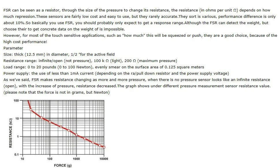 FSR402 чувствительный резистор 0,5 дюйма FSR США совместимый резистор с датчиком силы для arduinp