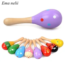 12 см Красочный Деревянный Песок мяч игрушка со звуком для малышей обучающий музыкальный инструмент Погремушка шейкер вечерние игрушки для детей подарок