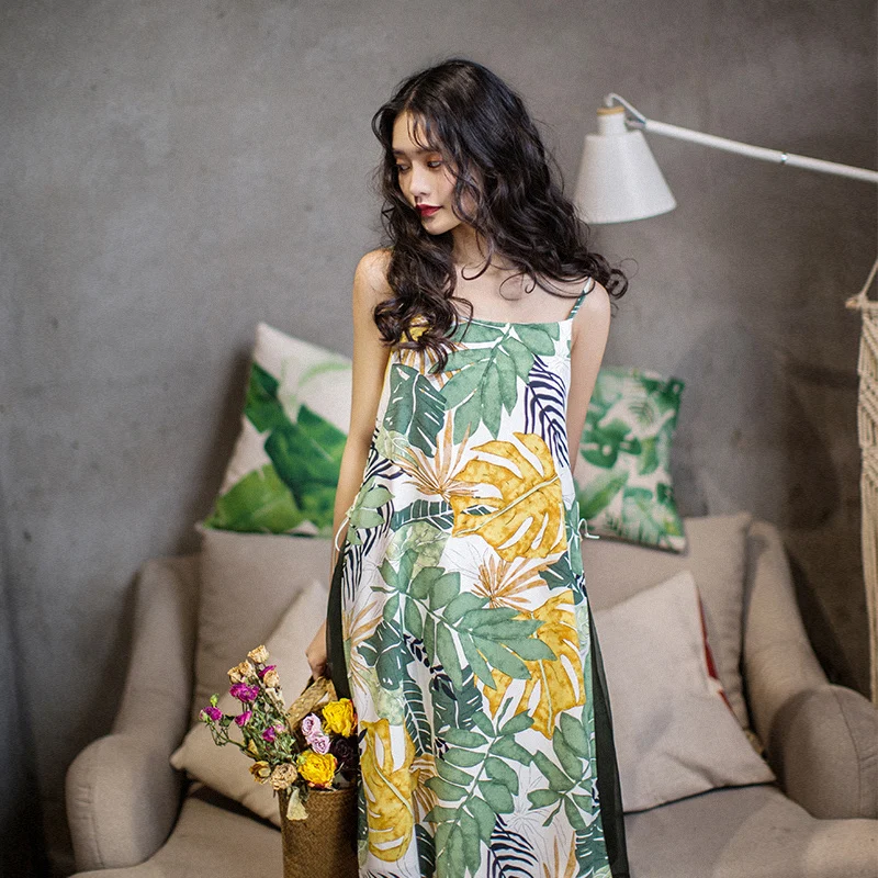 

IRINAY336 2019 ss collection sleeveless printed chiffon summer dress women