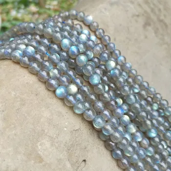 

loose beads AA 4/6/8mm Labradorite round blue rainbow for DIY jewelry making FPPJ wholesale beads nature
