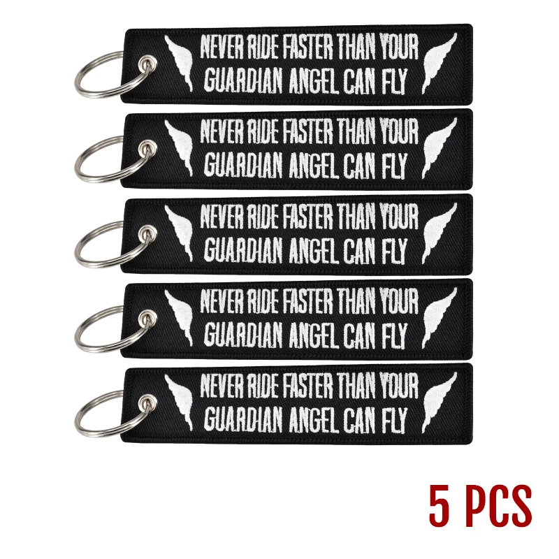 Key Chain Bijoux Keychain for Motorcycles Embroidery Key Fobs OEM Keychain Never Drive Faster Than Your Guardian Angel Can Fly (6)