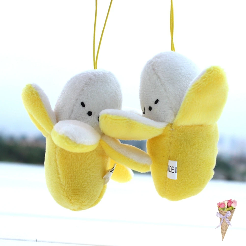 Cute Cell Phone Strap Charm Mobile Phone Skinned banana Plush Doll Phone Strap Pendant Cellphone Decoration Accessories