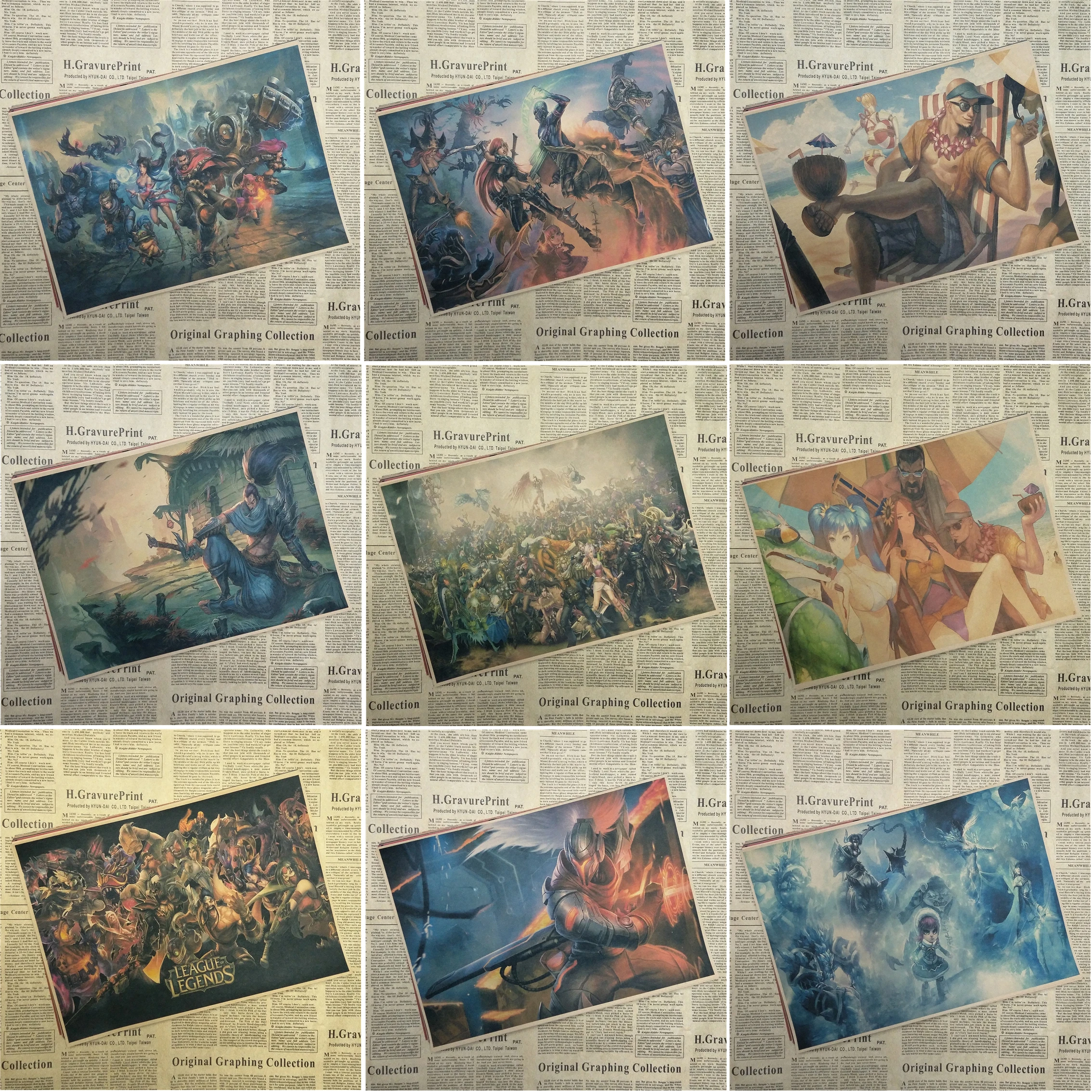 

League of Legends C gather Home Furnishing decoration Kraft Game Poster Drawing core Wall stickers LOL Part 1