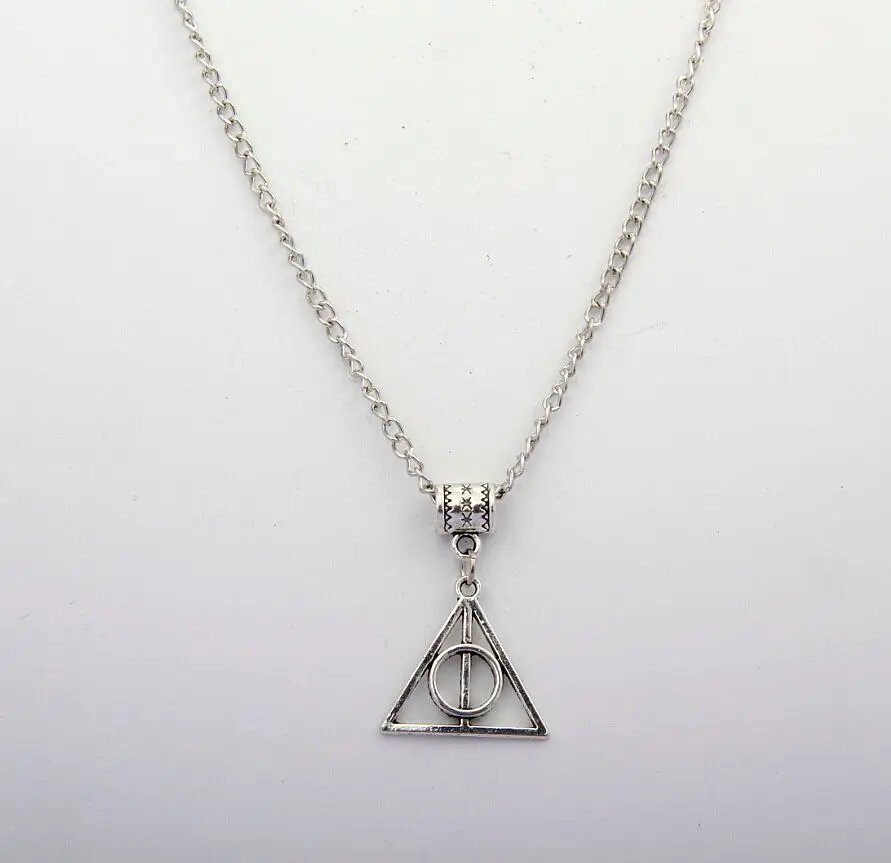 

10PCS Hot Zinc Alloy Plating Silver Harry Potter Deathly Hallows Charm Pendant Necklace Jewelry Accessories DIY For Women H078